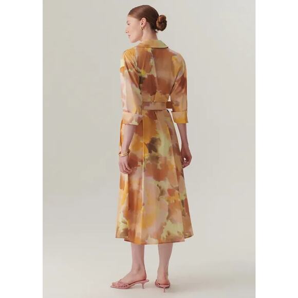 Exquise Brooklyn Dress Cotton Yellow Orange Pastels Watercolor Printed - Picture 14 of 15